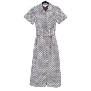 HILL HOUSE HOME Carolina Shirt Midi Dress Lattice Chocolate Women's 2XS